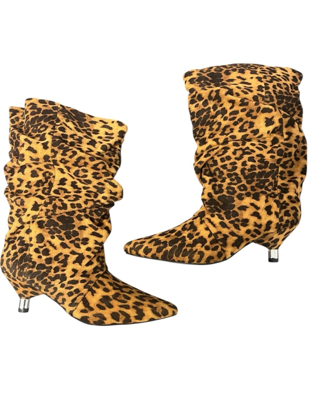 NIB Azalea Wang Grebe Leopard Print Slouchy Ankle Boots Womens 7.5 EU 38.5 Retro